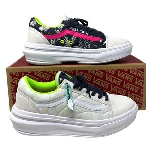VANS Old Skool Overt CC Shoes Men Low Suede Canvas White Multi Skate VN0A7Q5E6GL